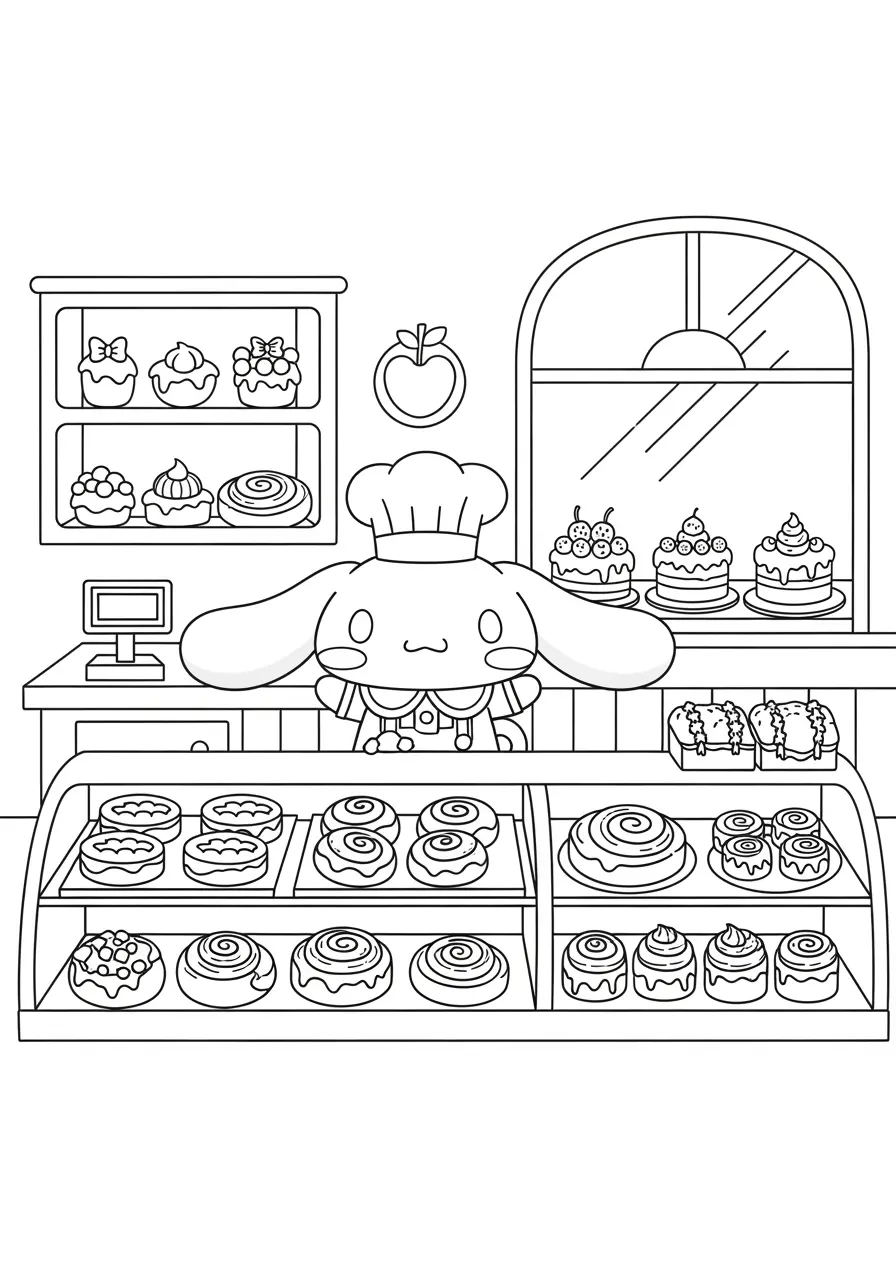 Cinnamoroll Bakery Coloring Page