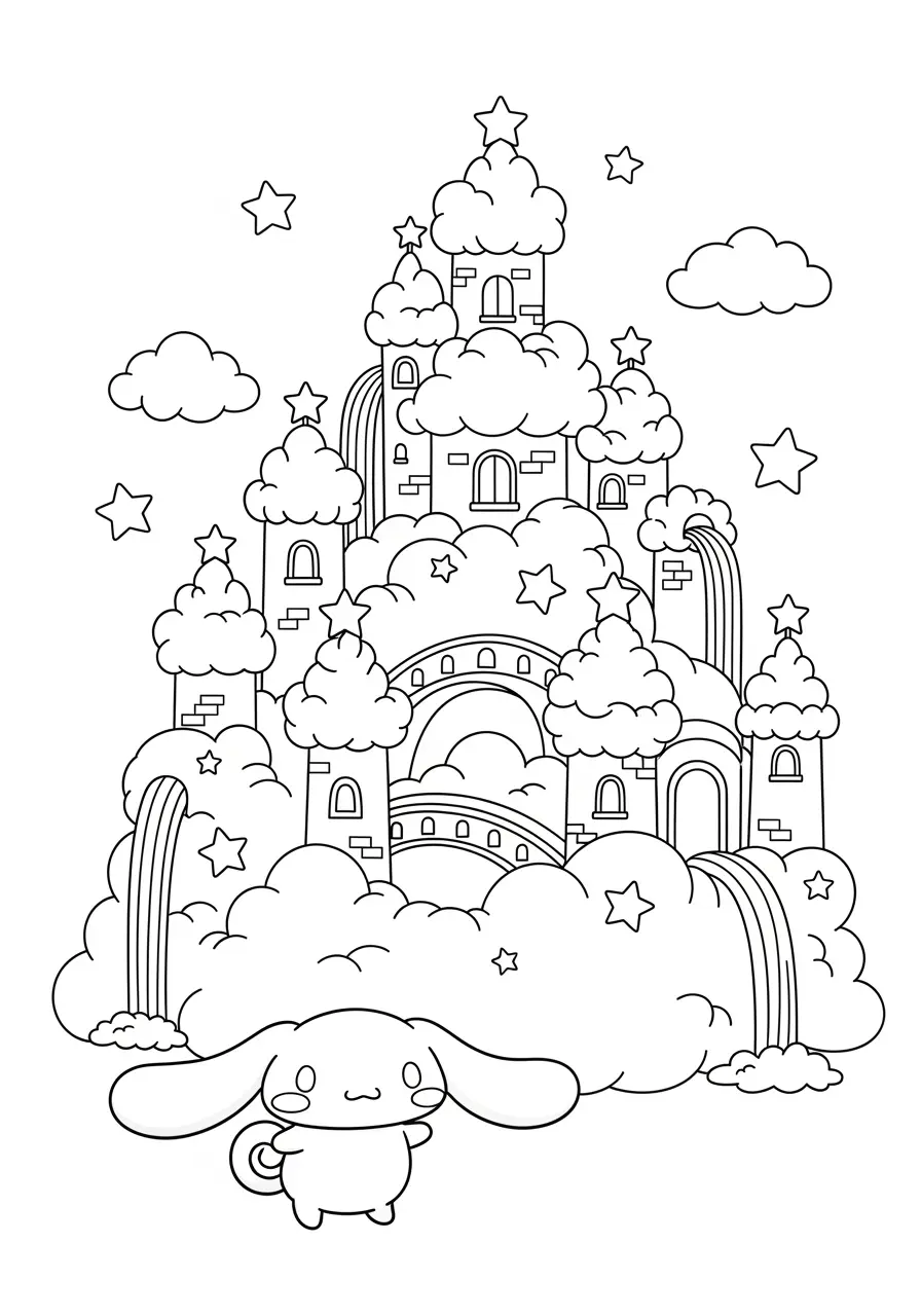 Cinnamoroll Cloud Castle Coloring Page