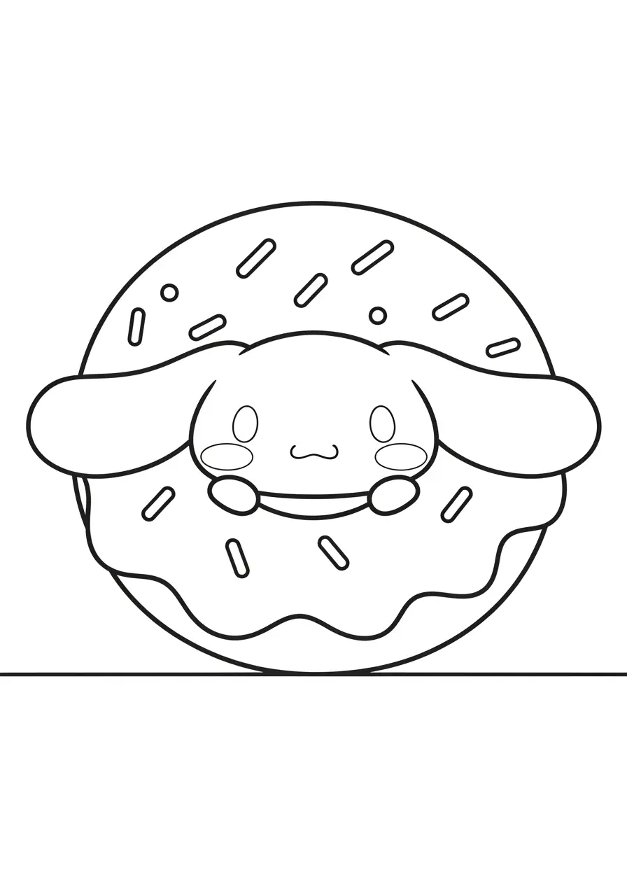 Cinnamoroll Donut Coloring Page