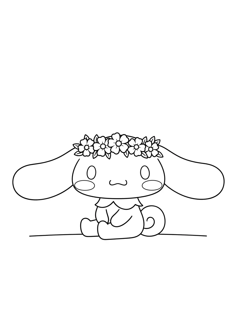 Cinnamoroll Flower Crown Coloring Page