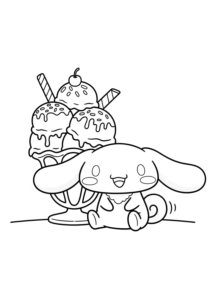Cinnamoroll Ice Cream Coloring Page