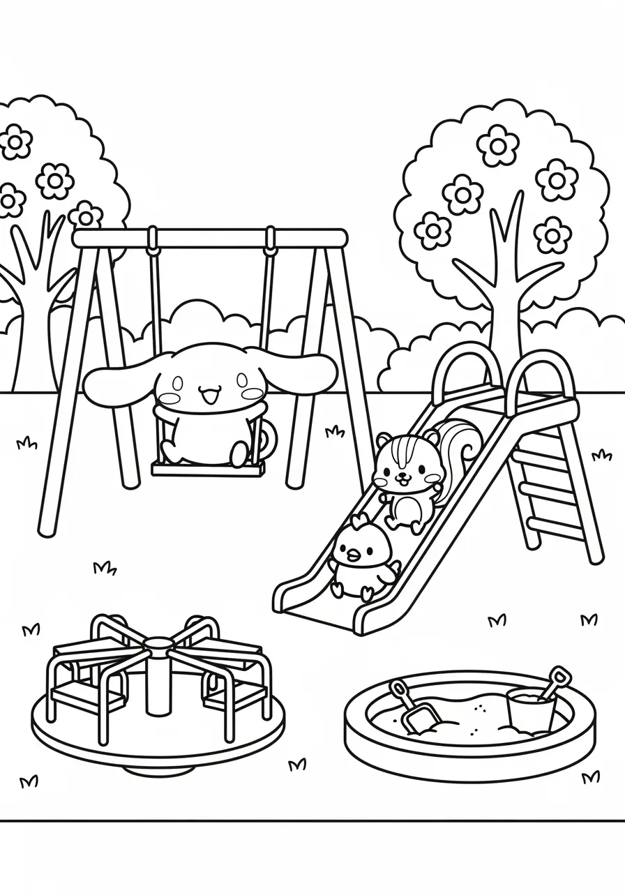 Cinnamoroll Playground Coloring Page