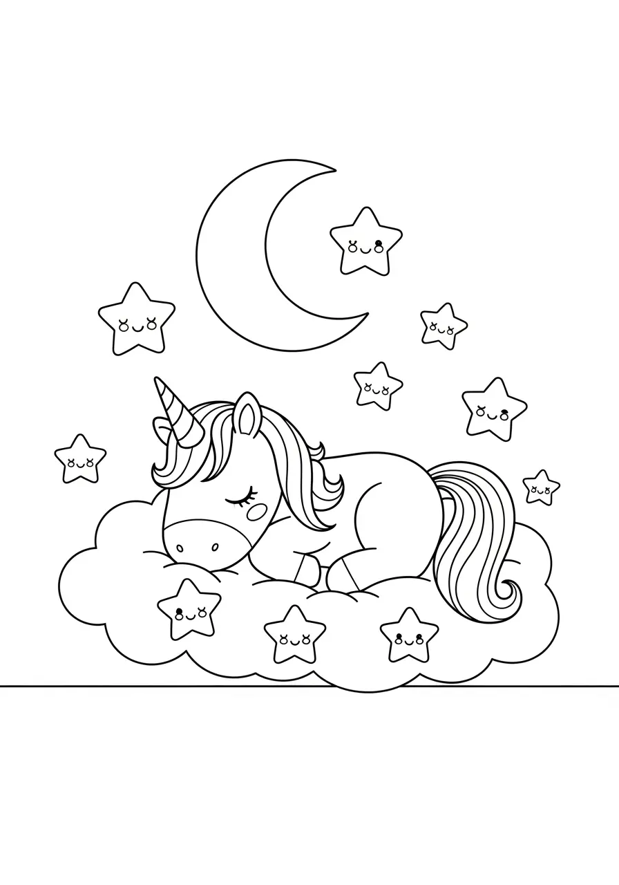 Cloud Bed Cozy Coloring Page