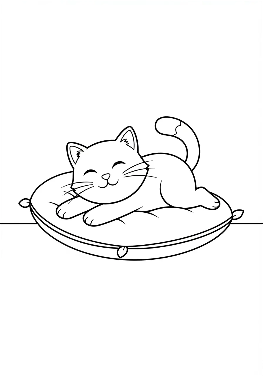 Cozy Cute Cat Coloring Page