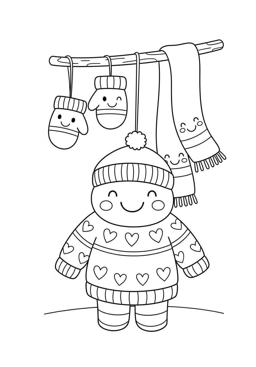 Cozy Sweater Weather Aesthetic Coloring Page