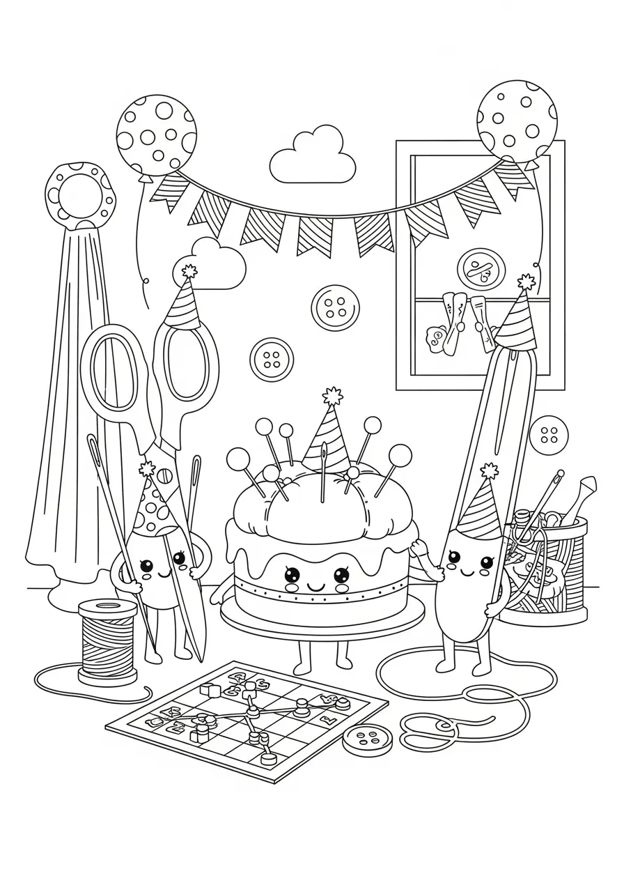 Craft Room Party Stitch Coloring Page