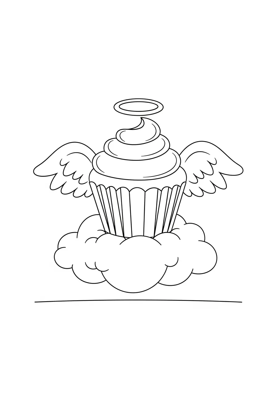 Cupcake Angel Coloring Page