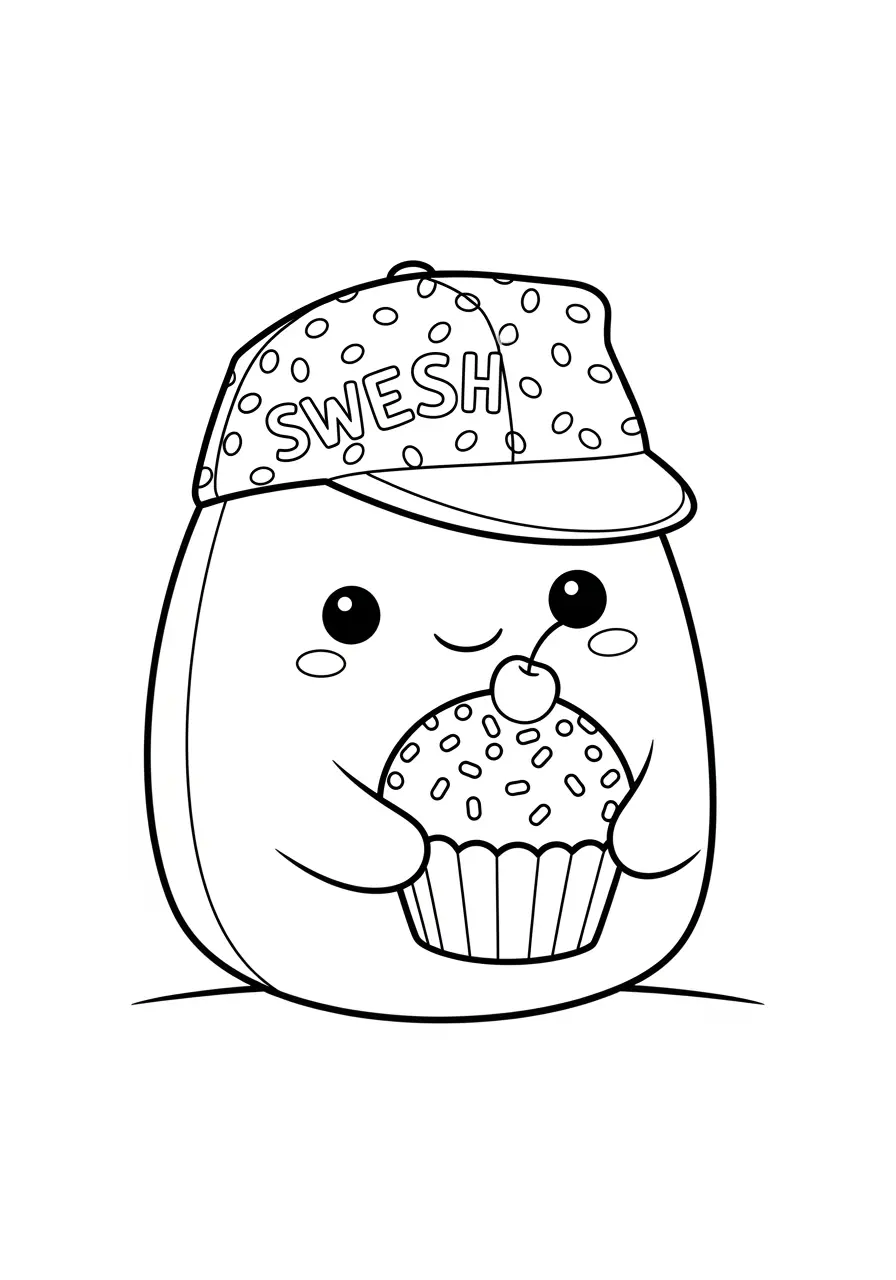 Cupcake Squishmallow Coloring Page
