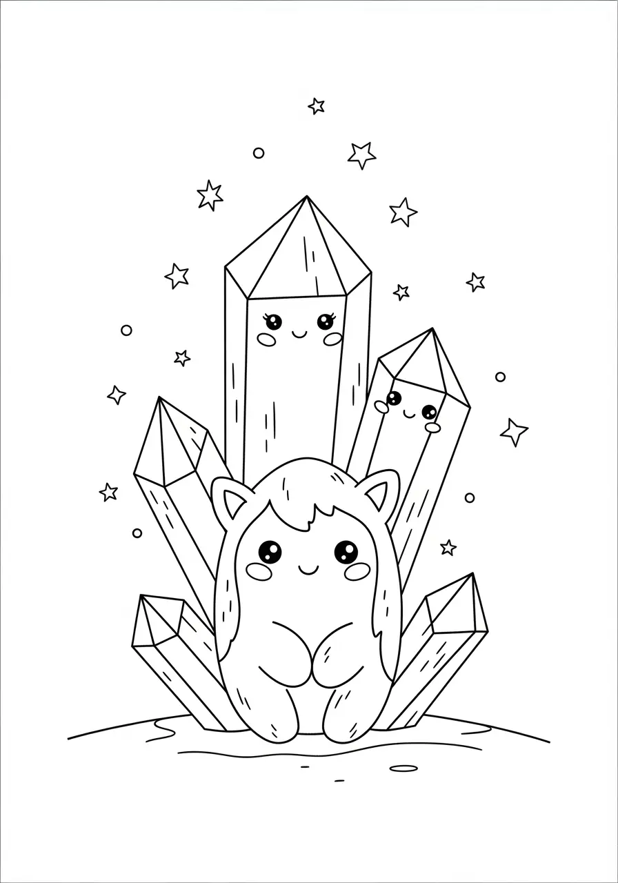 Cute Aesthetic Crystal Coloring Page