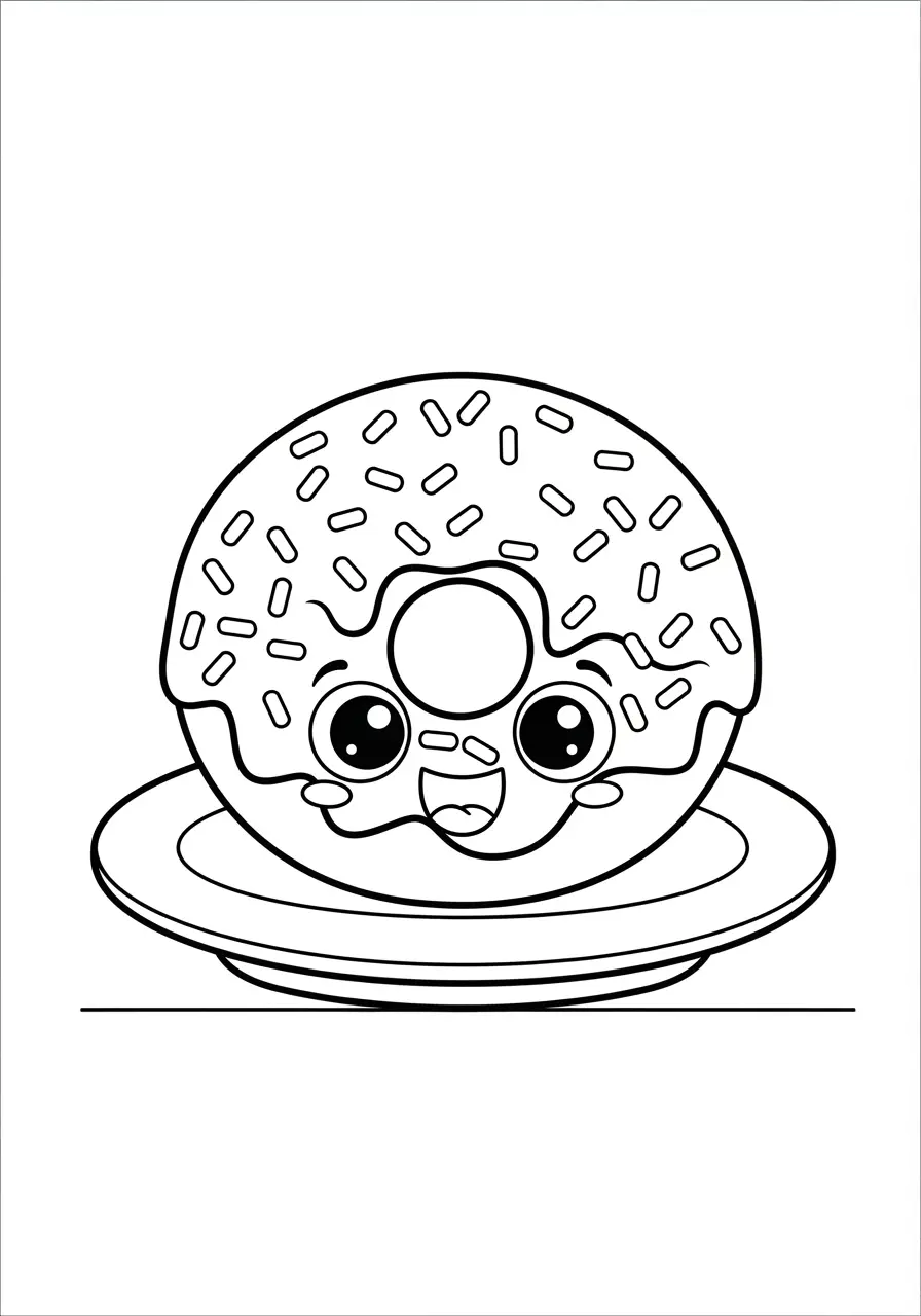 Cute Aesthetic Donut Coloring Page