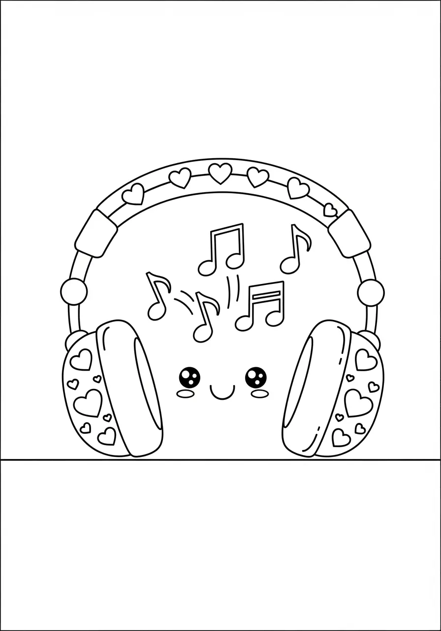 Cute Aesthetic Headphones Coloring Page