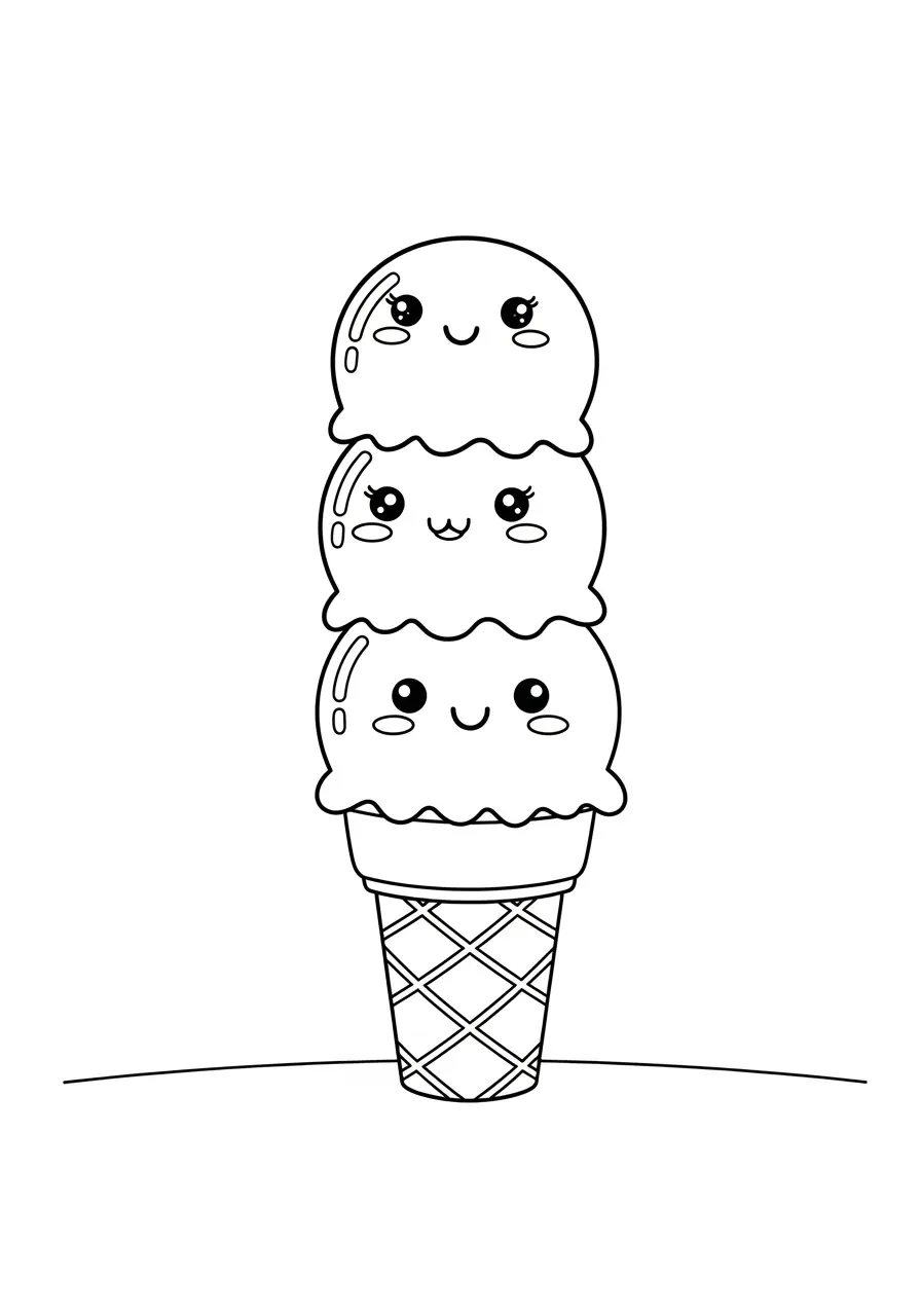 Cute Aesthetic Ice Cream Coloring Page