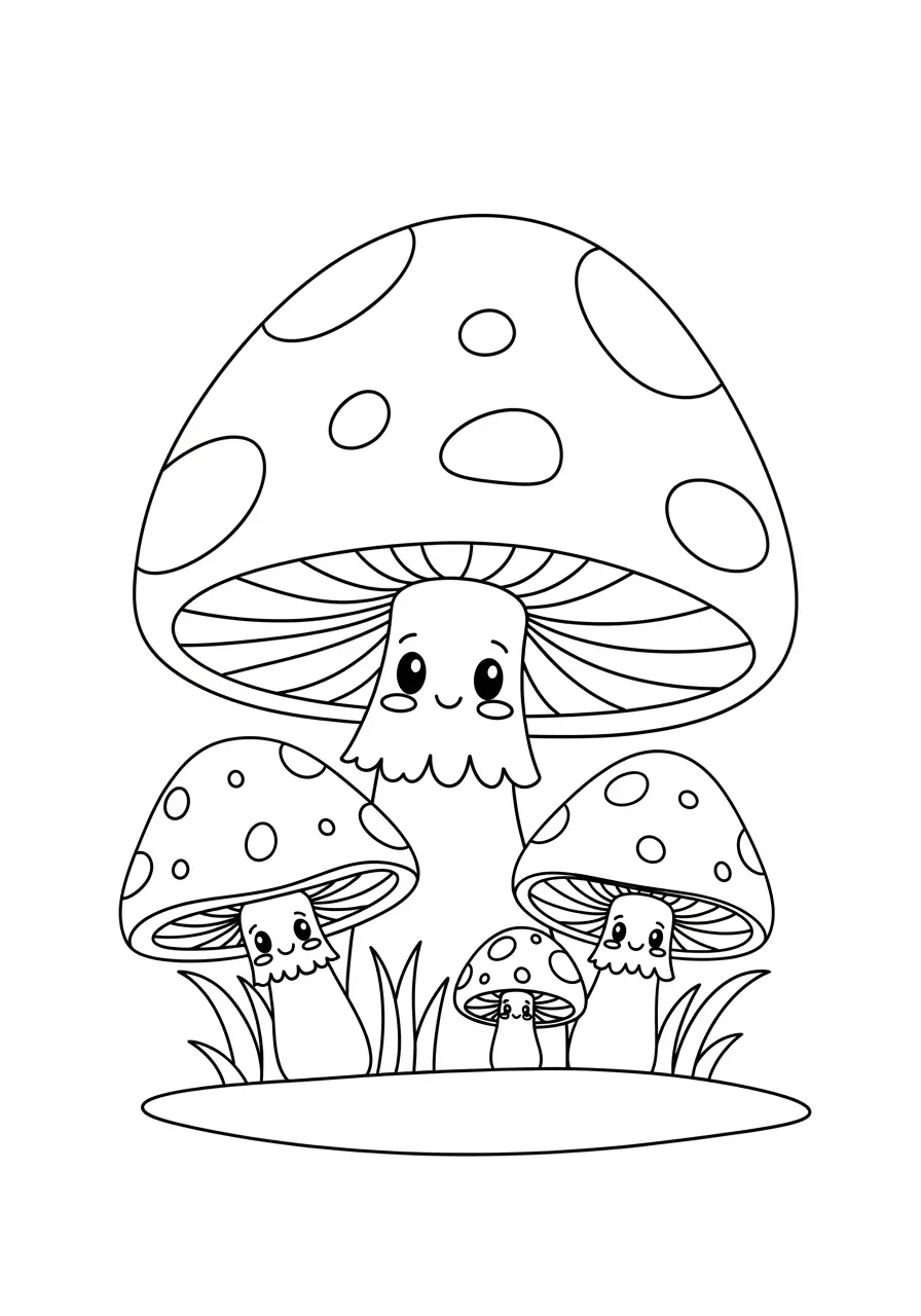 Cute Aesthetic Mushroom Coloring Page