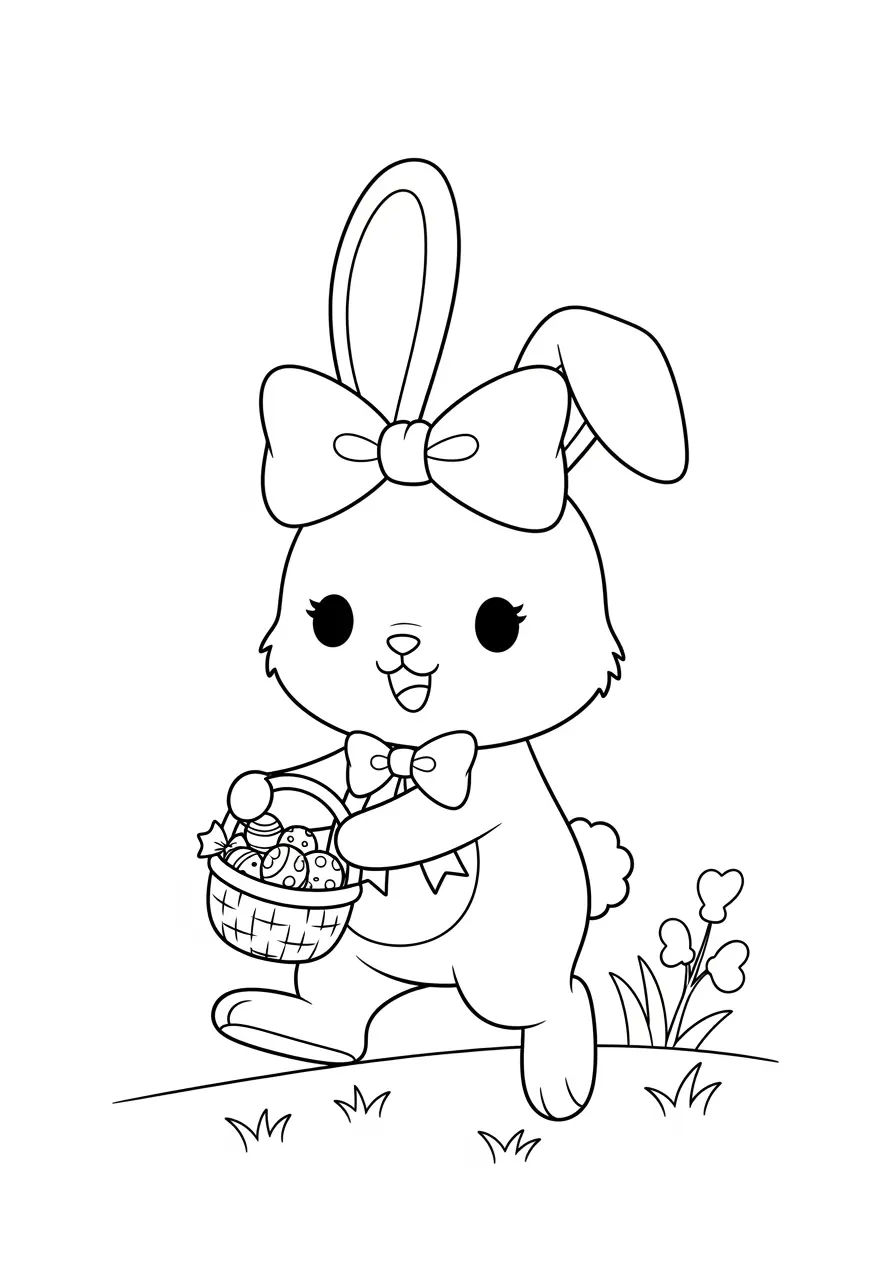 Cute Anime Bunny Character Coloring Page