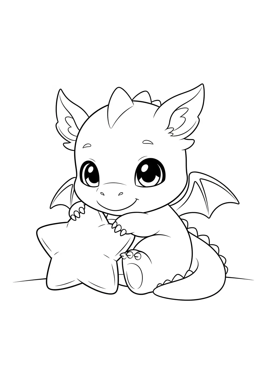 Cute Anime Dragon Coloring Page