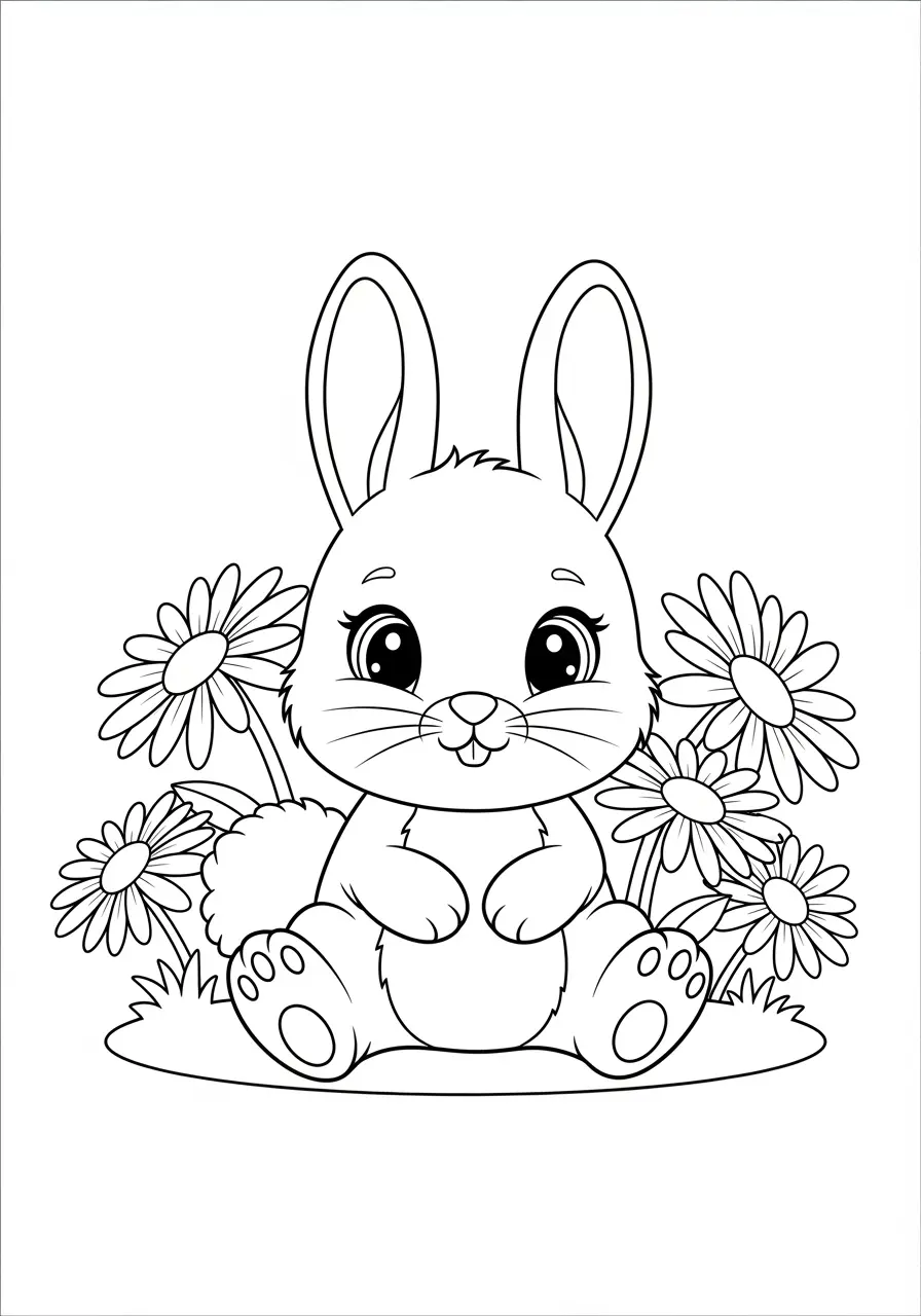 Cute Baby Easter Bunny Coloring Page