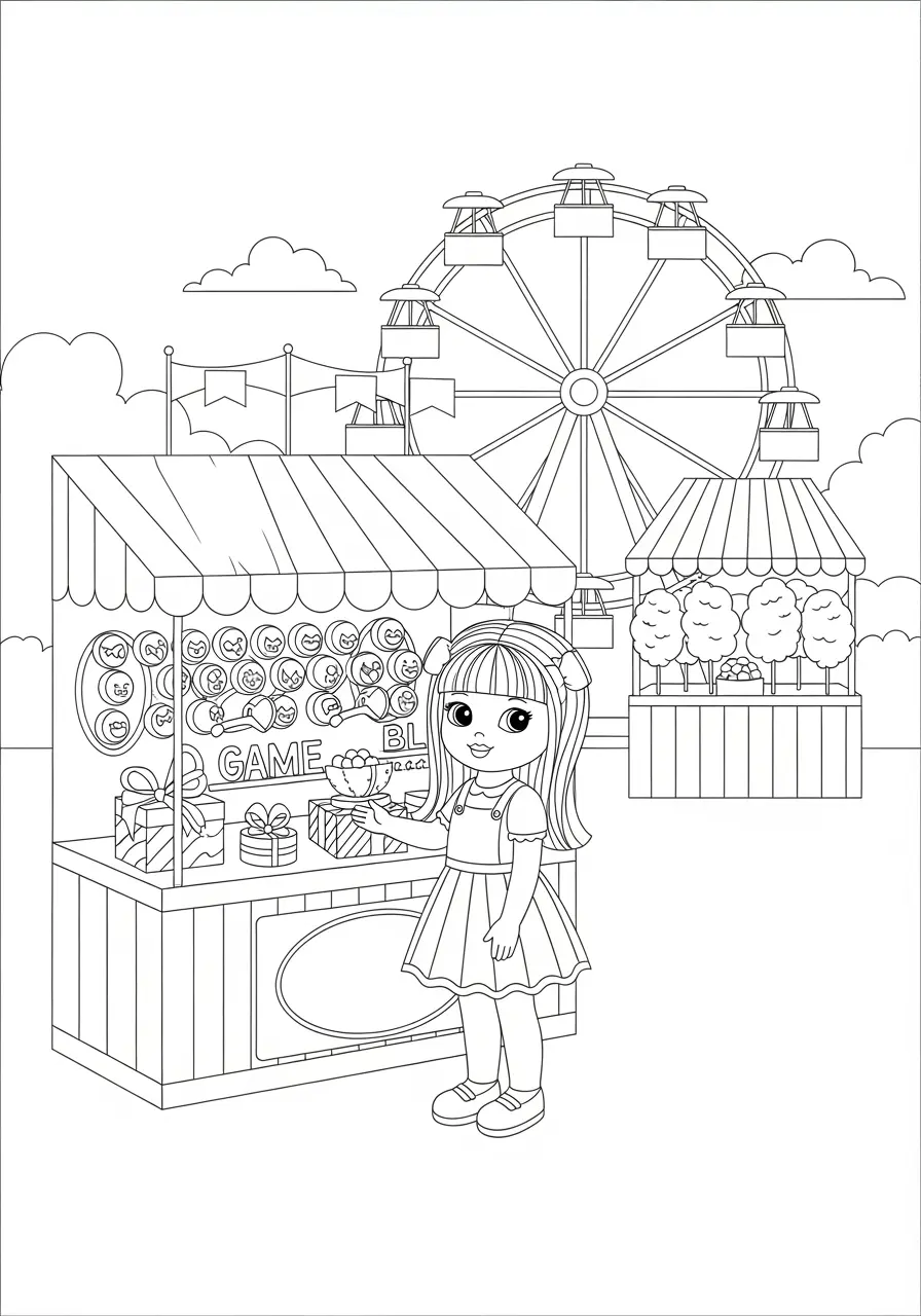 Cute Barbie Carnival Coloring Page