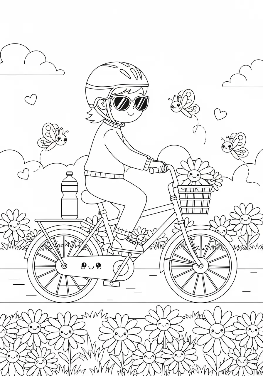 Cute Bike Ride Coloring Page For Teens