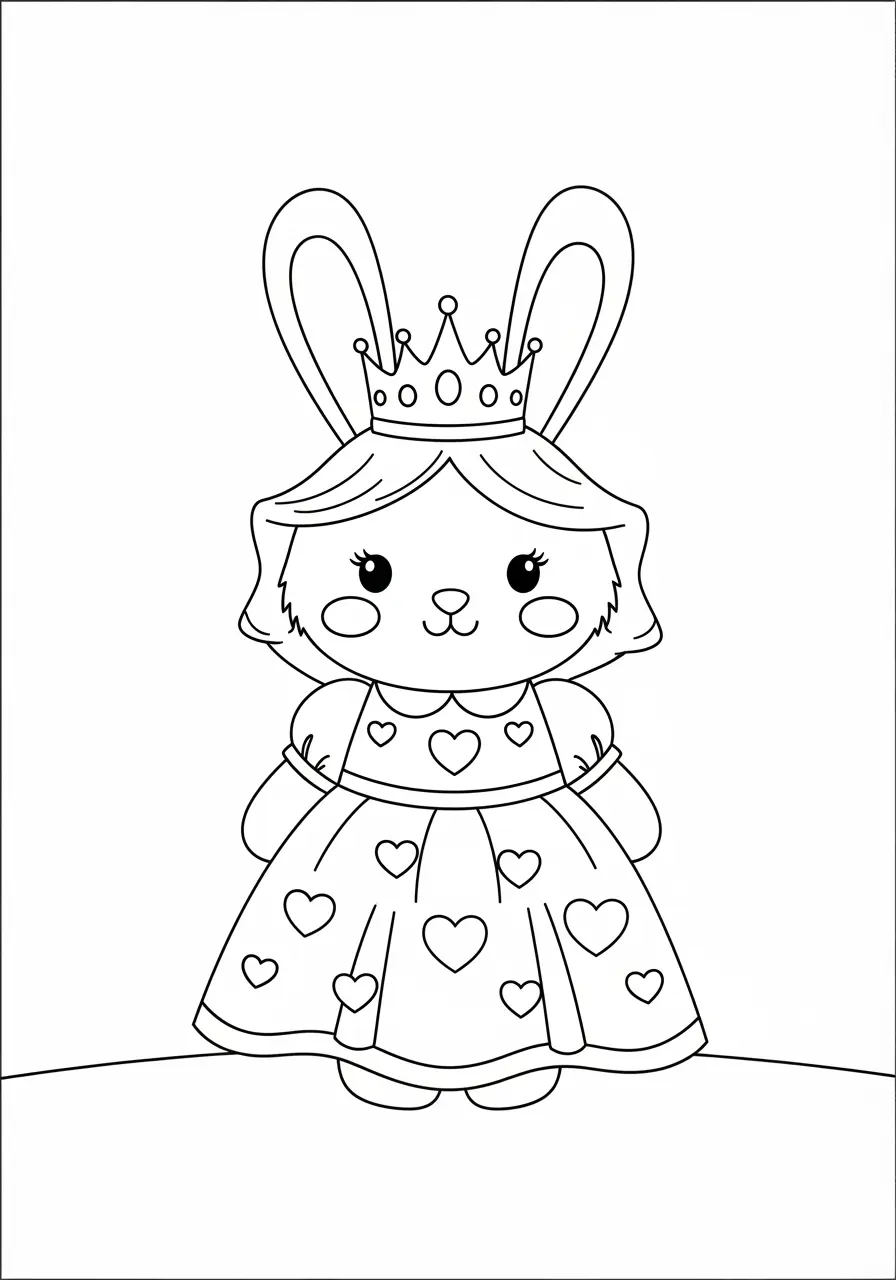 Cute Bunny Princess Coloring Page