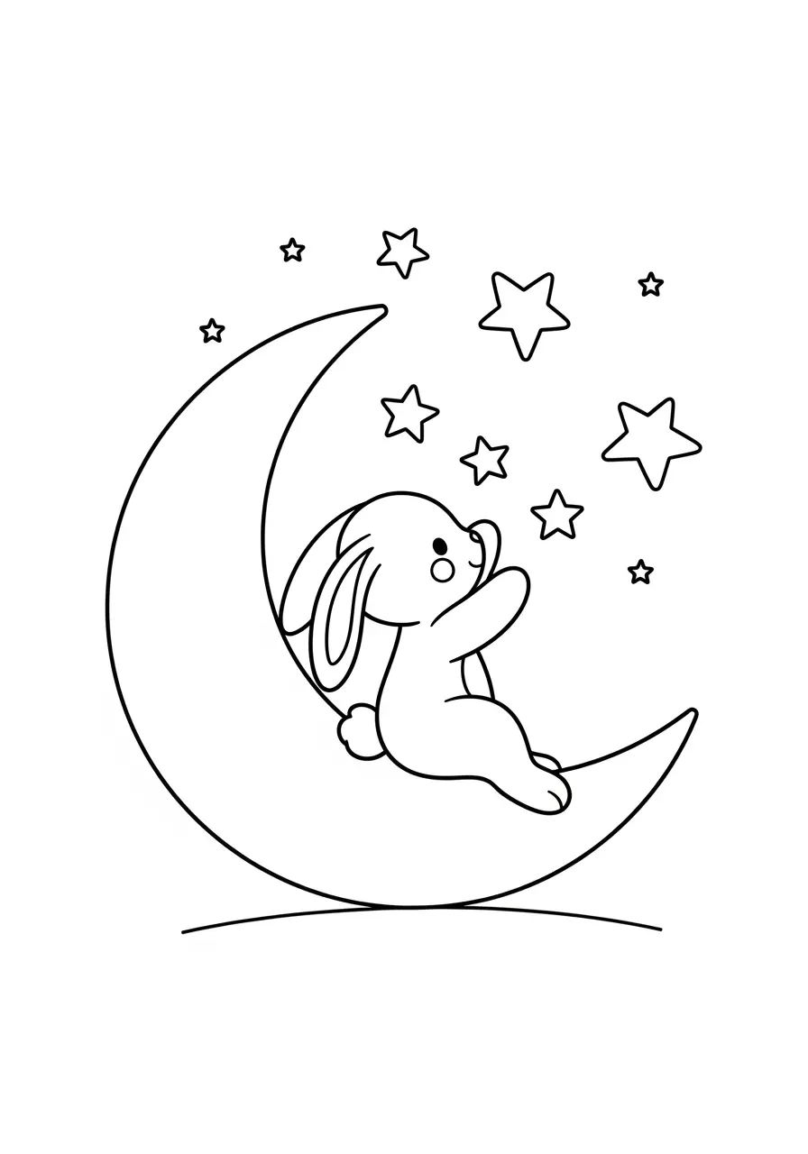 Cute Bunny Star Coloring Page