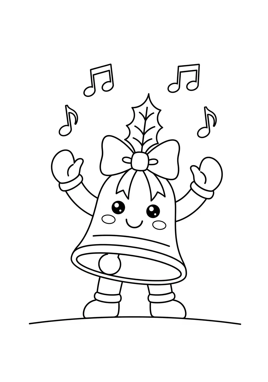 Cute Christmas Bell Coloring Page