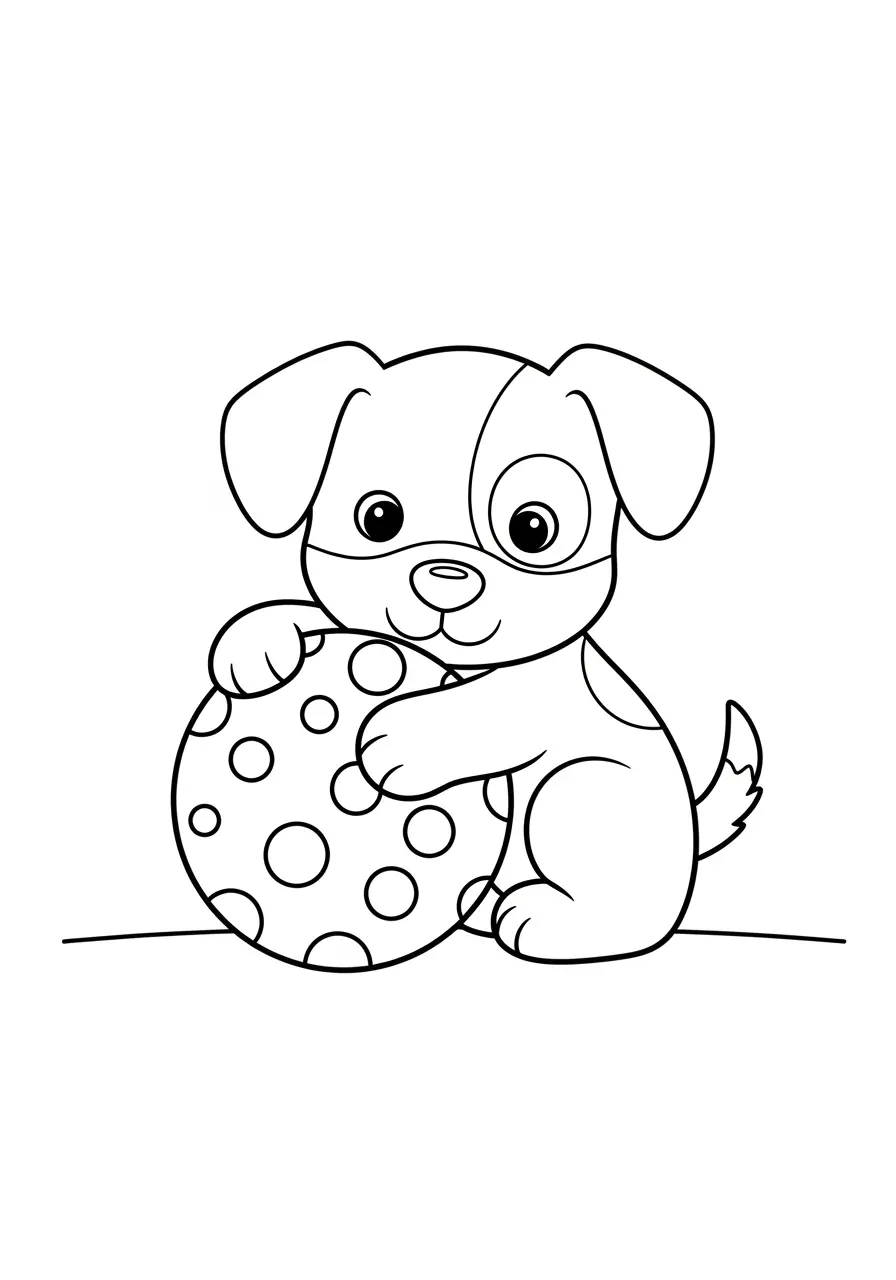 Cute Dog Ball Coloring Page