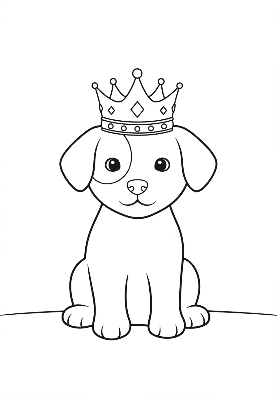 Cute Dog Crown Coloring Page