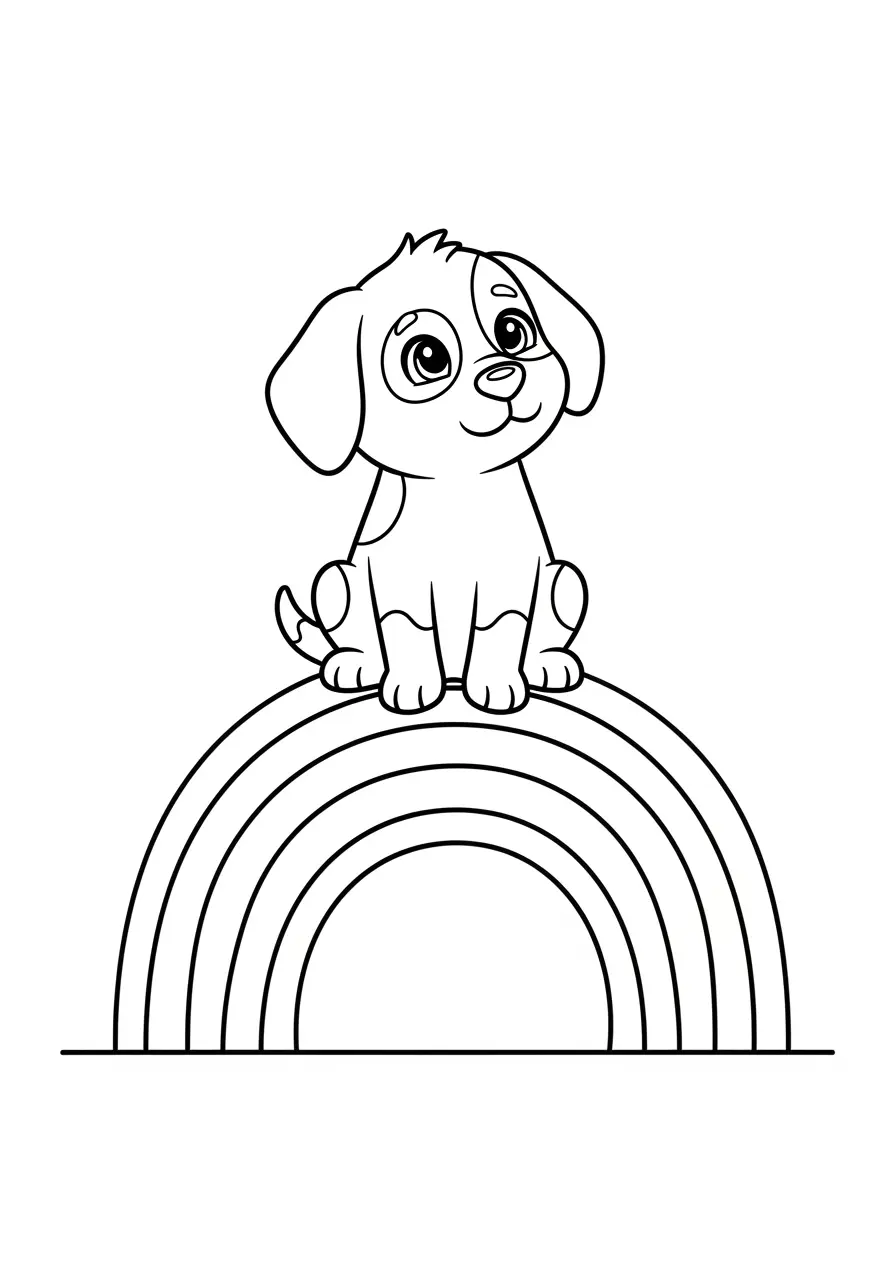 Cute Dog Rainbow Coloring Page