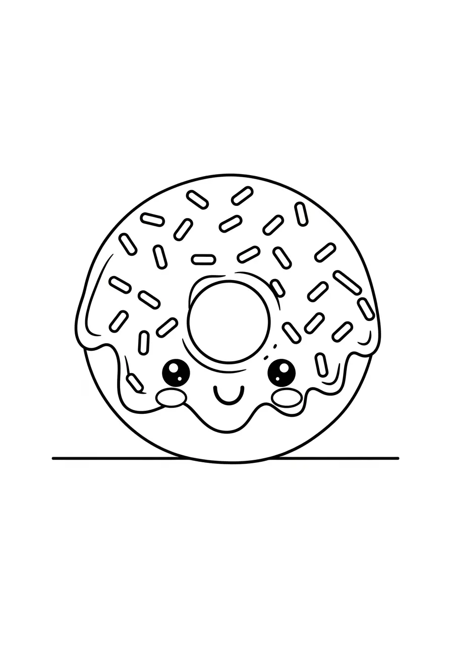 Cute Donut With Sprinkles Coloring Page