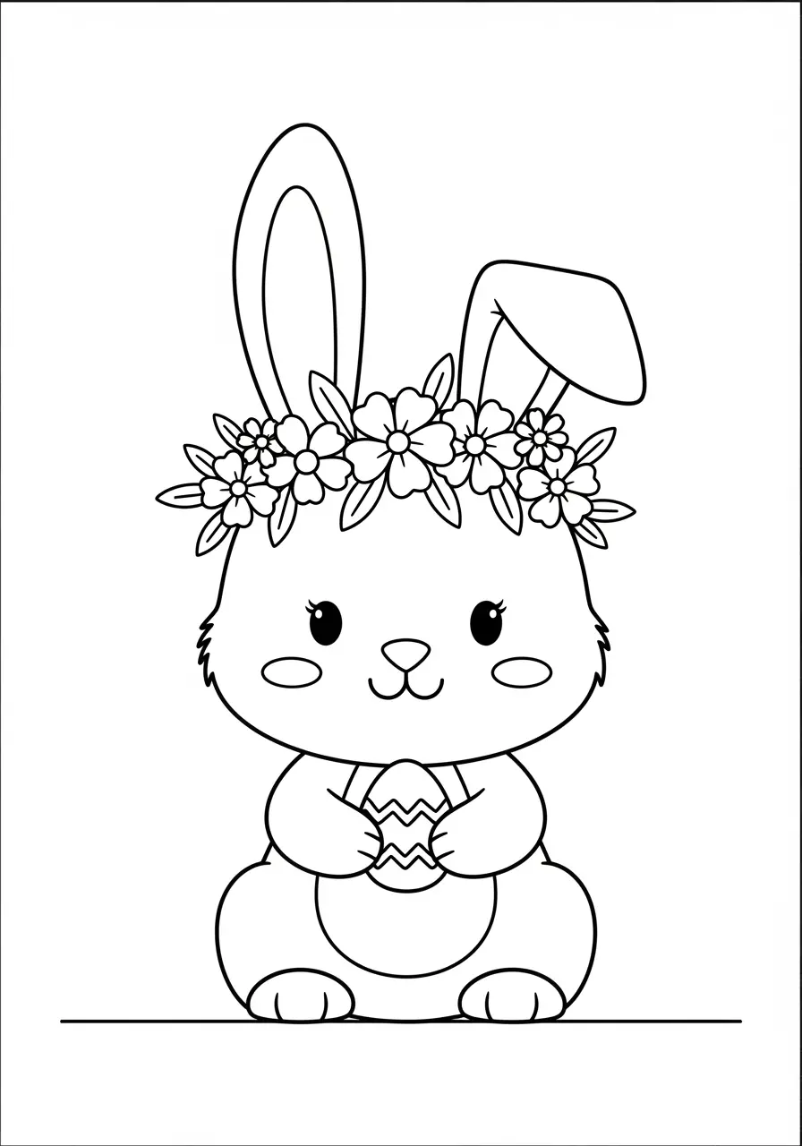 Cute Easter Flower Crown Coloring Page