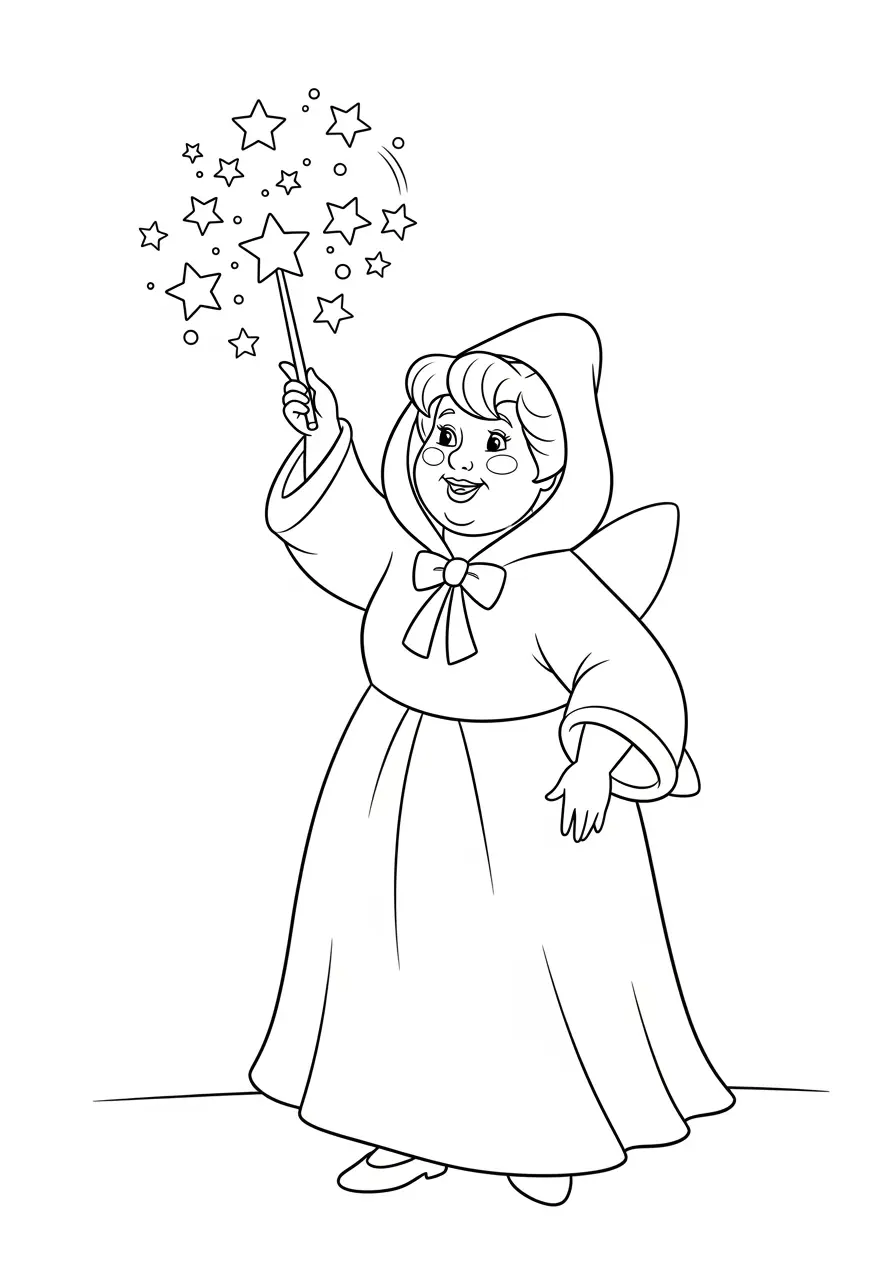 Cute Fairy Godmother Coloring Page