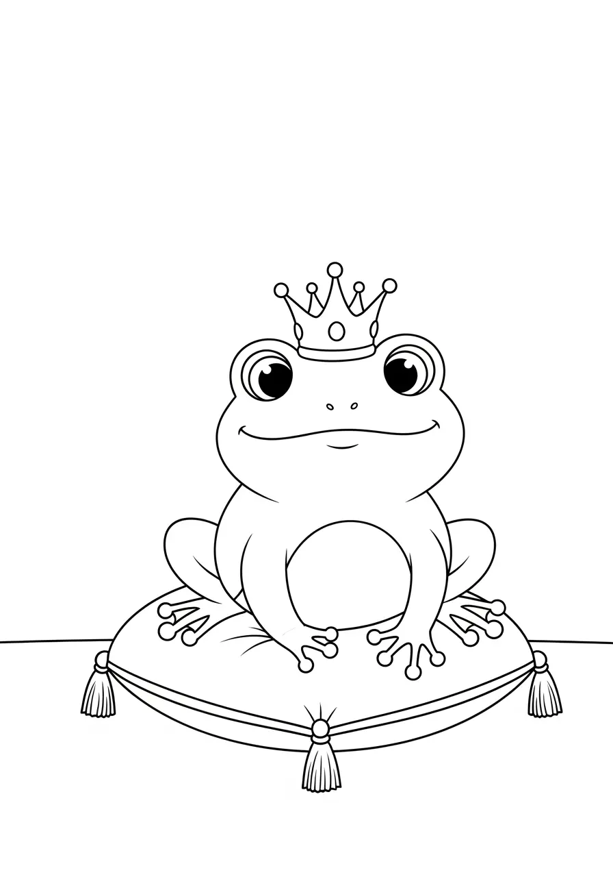 Cute Frog Prince Coloring Page