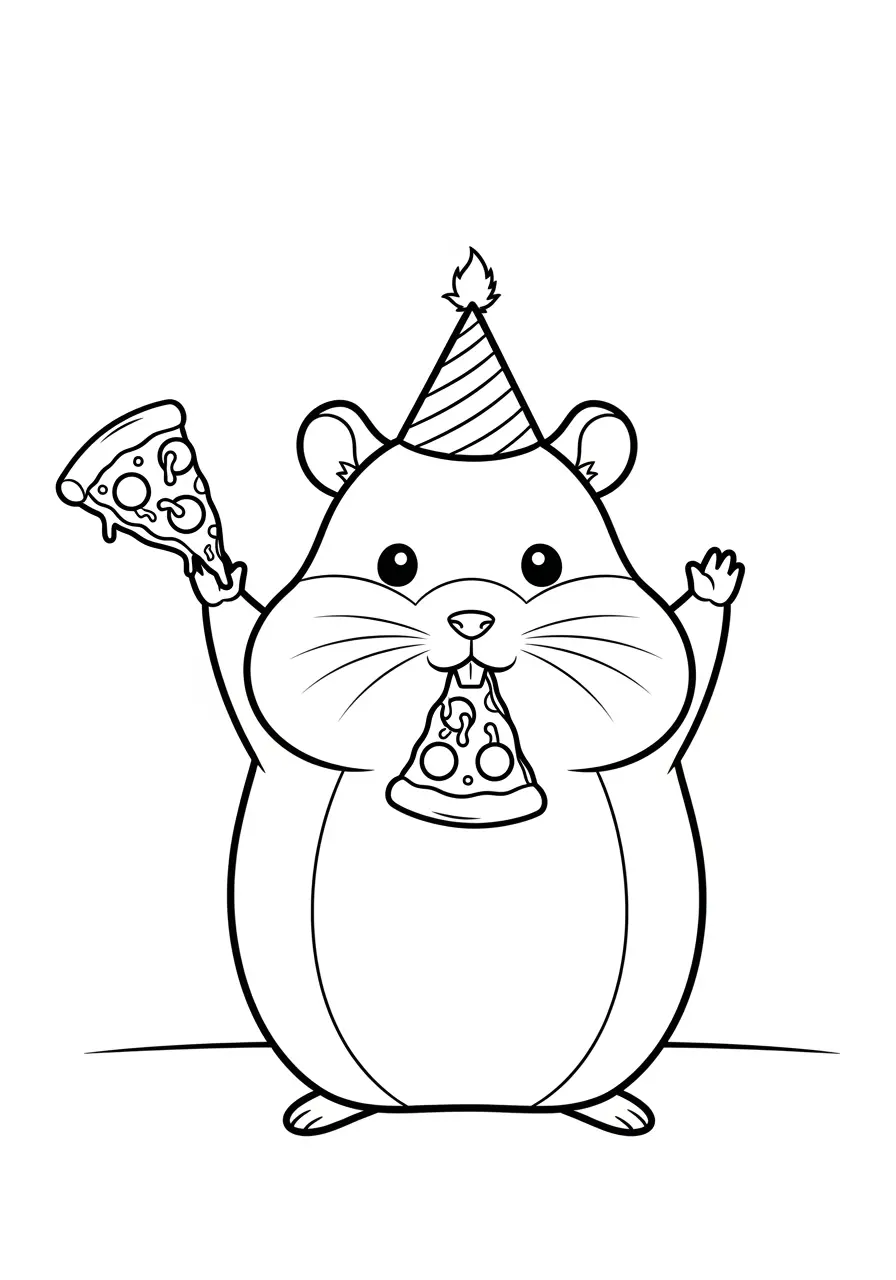 Cute Hard Hamster Pizza Party