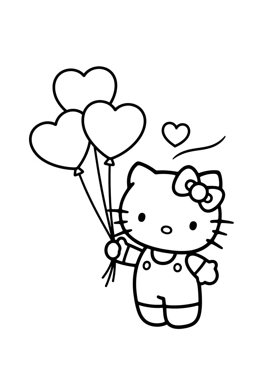 Cute Hello Kitty Balloon Coloring Page