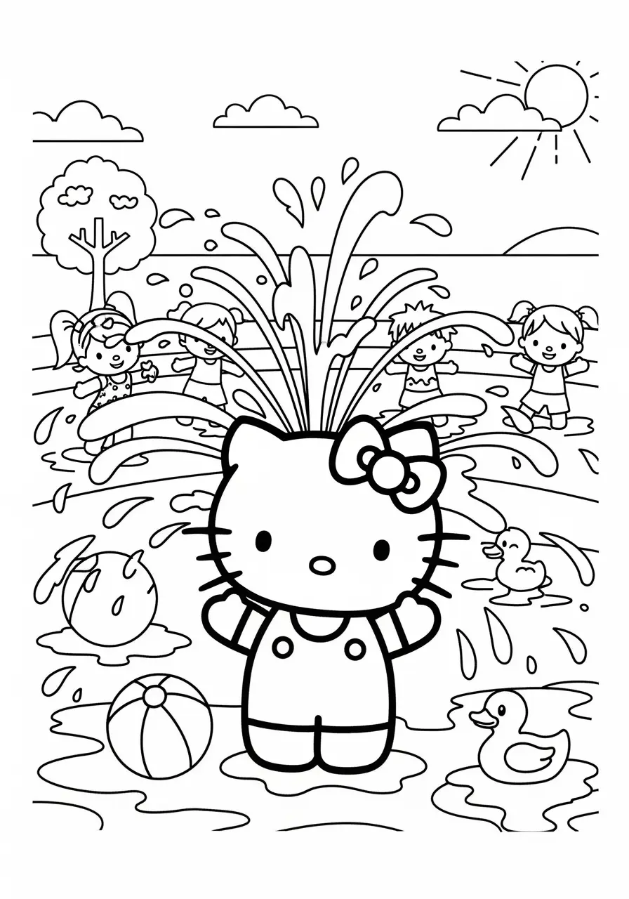 Cute Hello Kitty Splash Pad Coloring