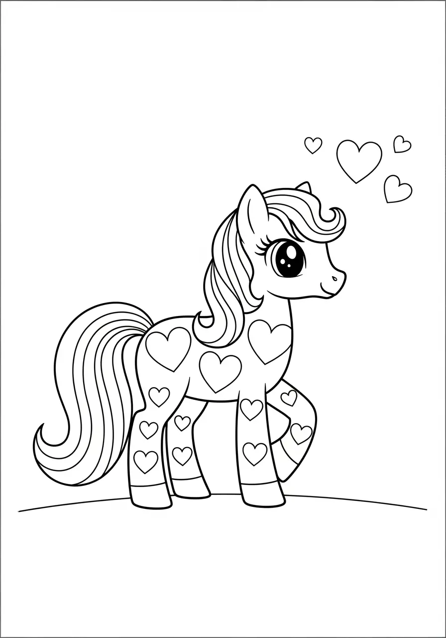 Cute Horse Heart Patterns Coloring Page