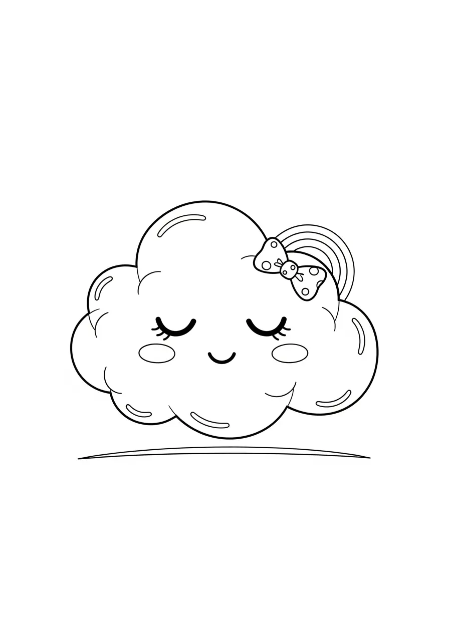 Cute Kawaii Cloud Coloring Page