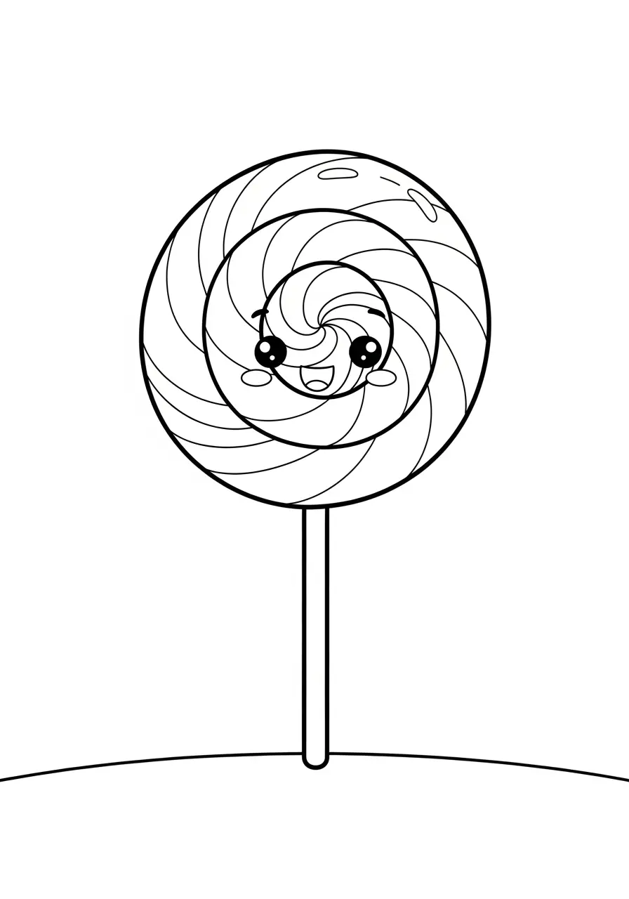 Cute Lollipop Dessert Coloring Page
