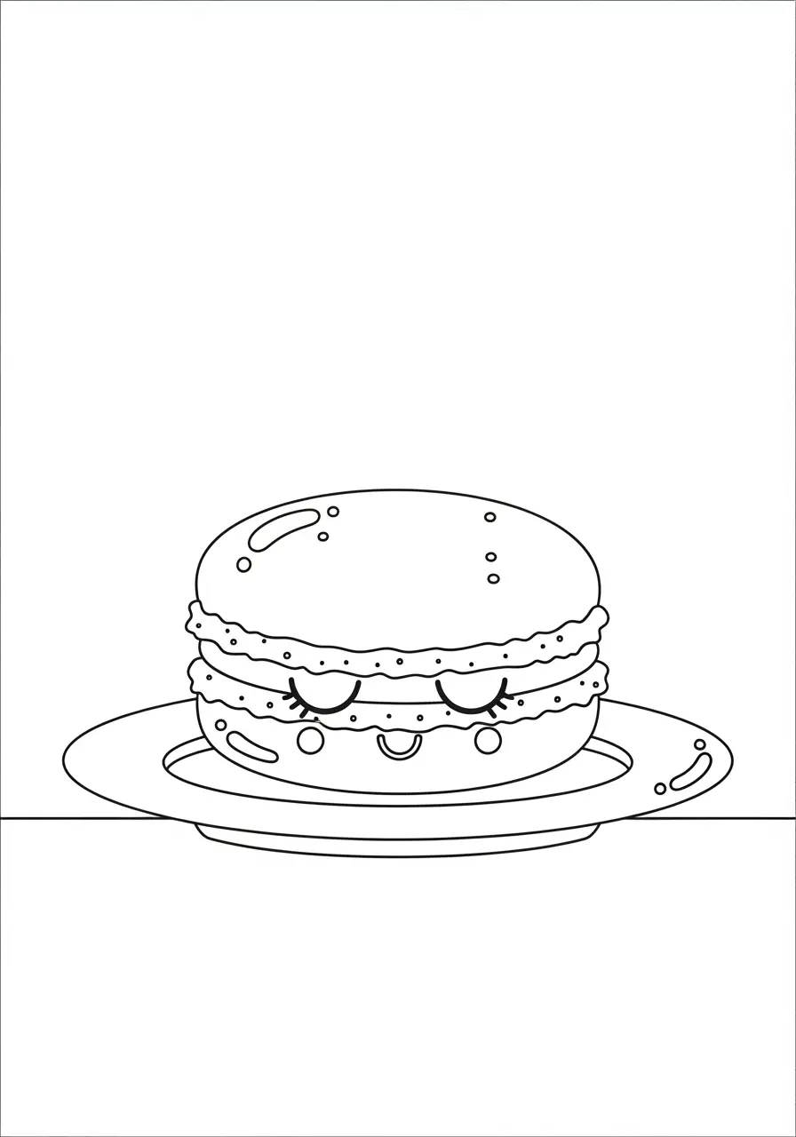 Cute Macaron Dessert Coloring Page