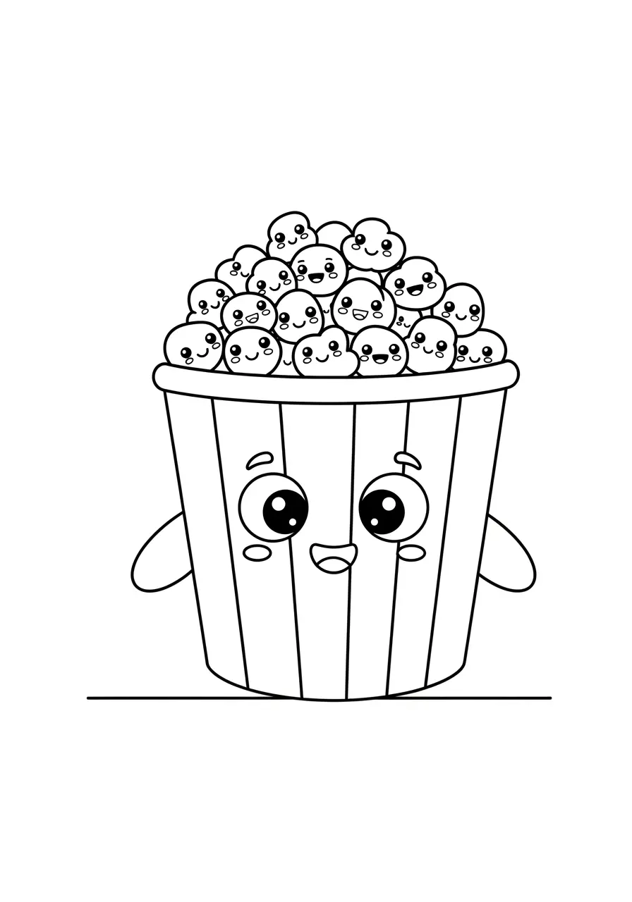 Cute Movie Night Coloring Page For Teens