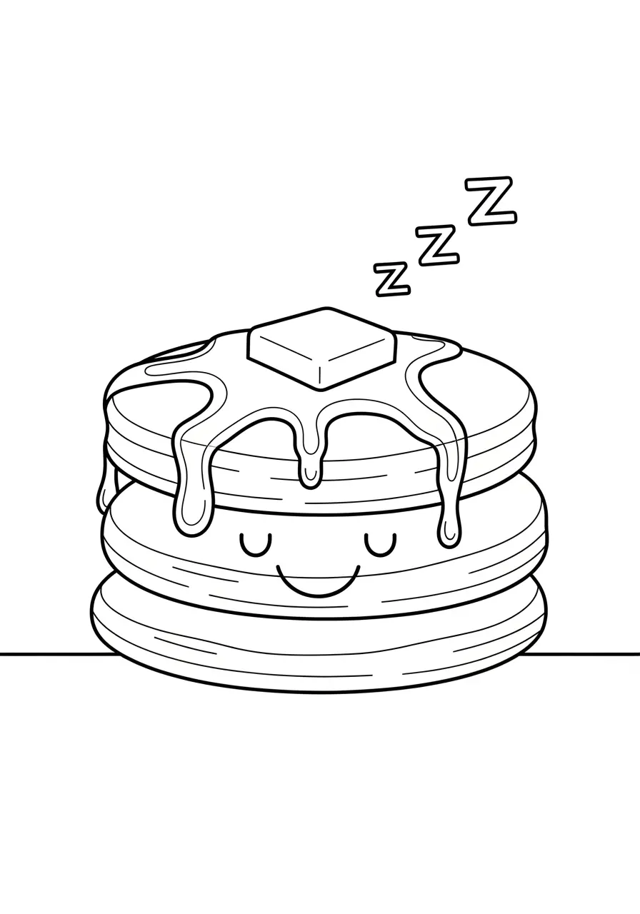 Cute Pancake Stack Coloring Page
