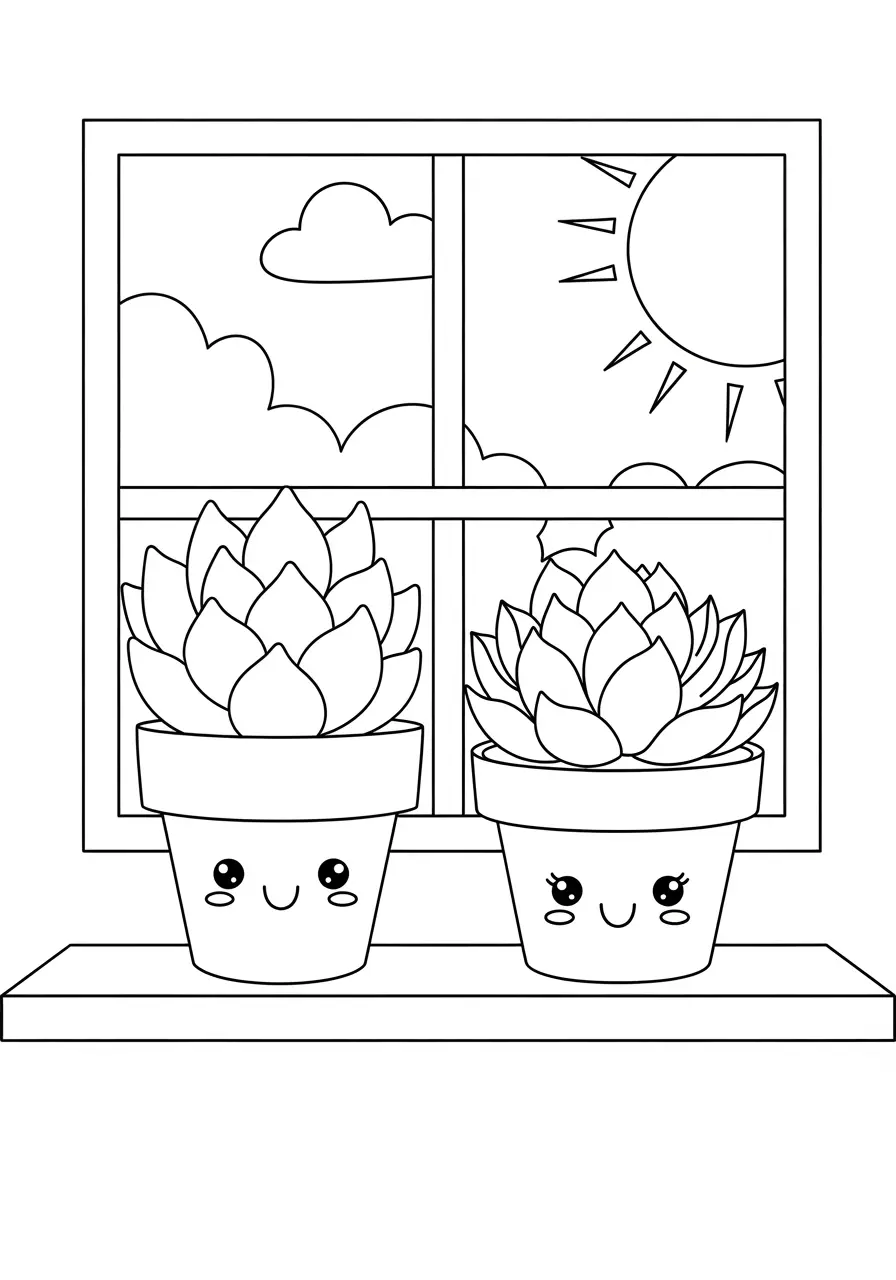 Cute Plant Mom Aesthetic Coloring Page