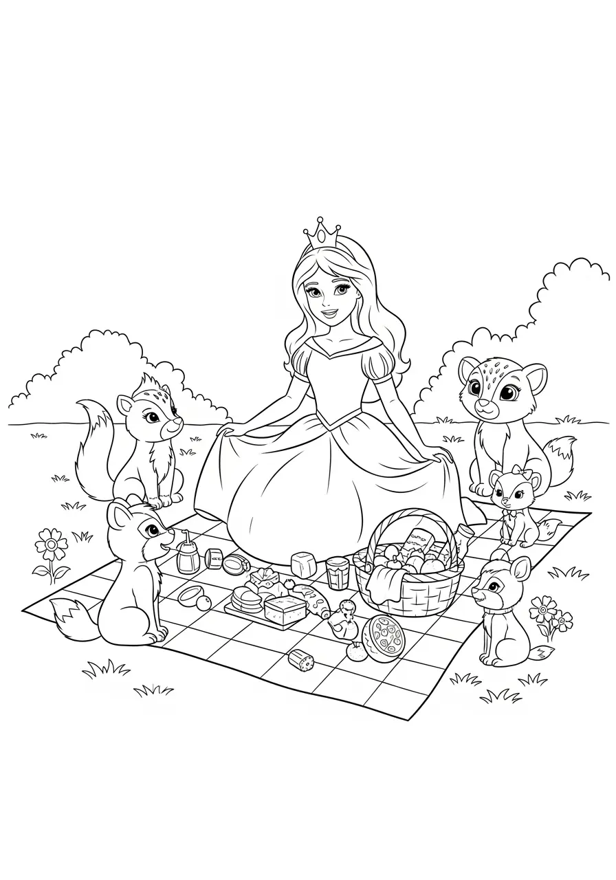 Cute Princess Coloring Page Picnic