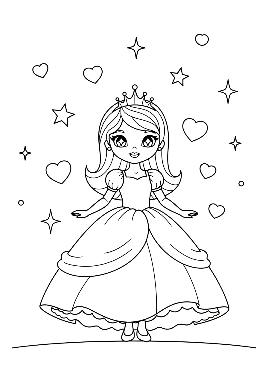 Cute Princess Fairy Tale Coloring Page