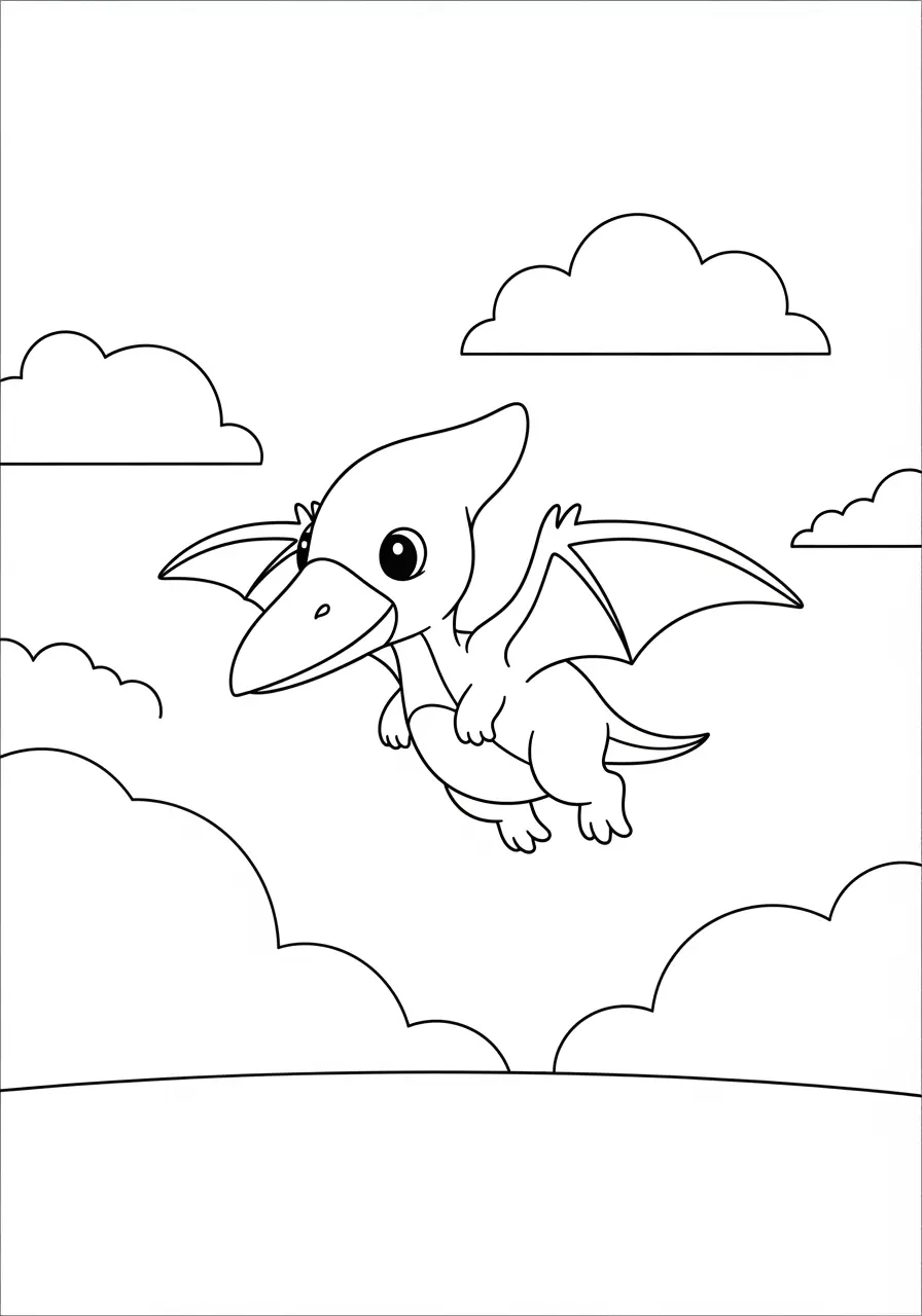 Cute Pterodactyl Dinosaur Coloring Page