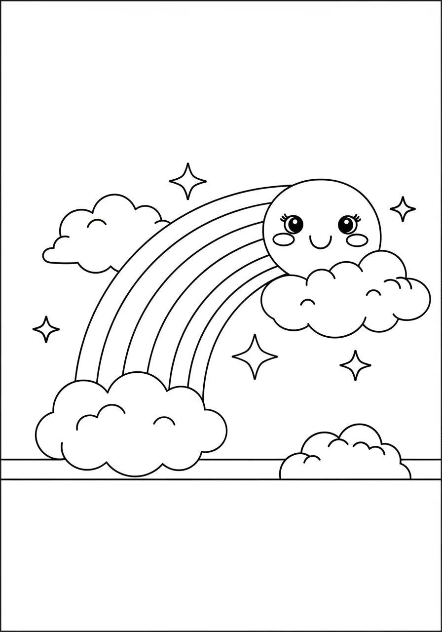 Cute Simple Rainbow Coloring Page
