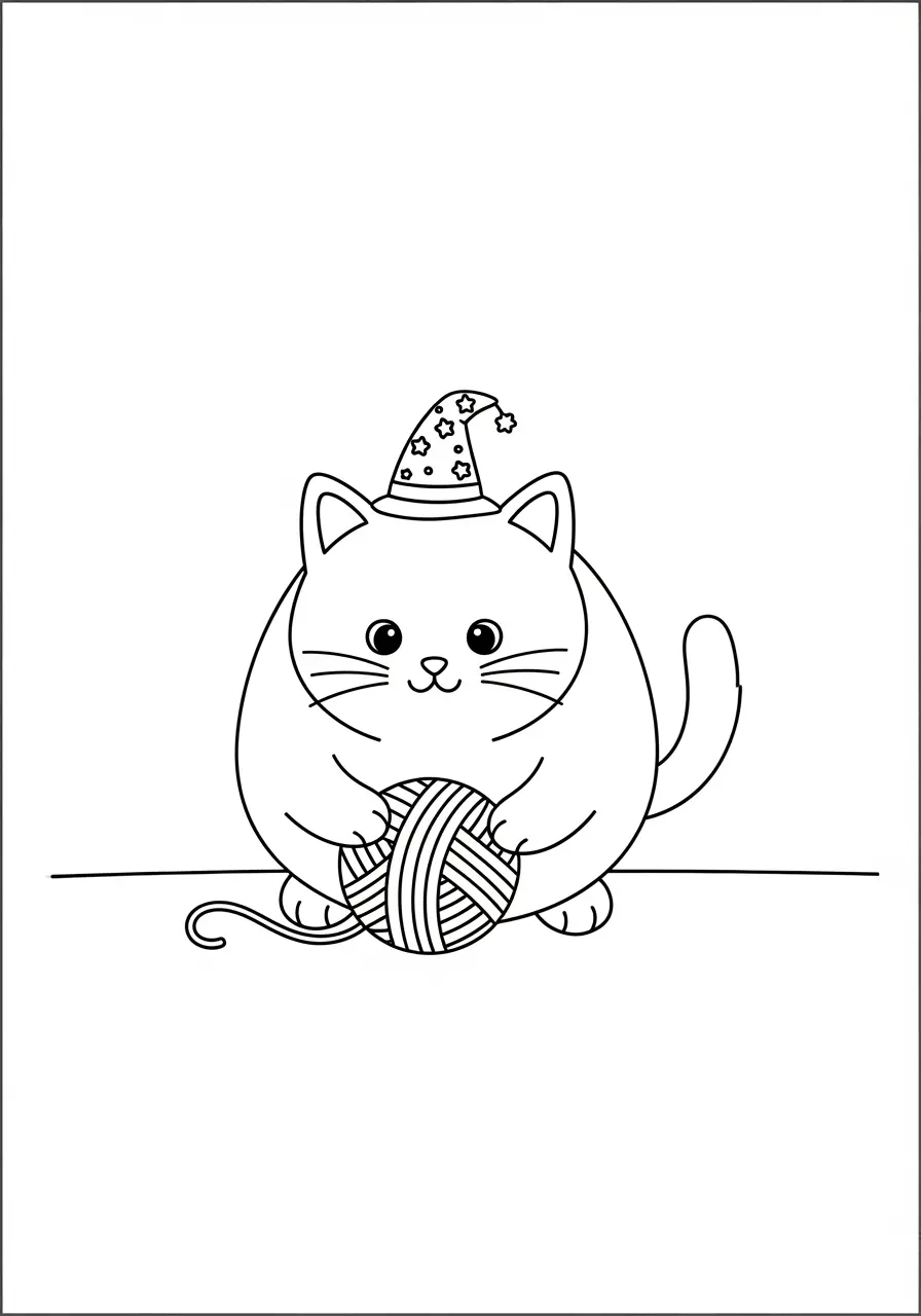 Cute Spooky Coloring Page Black Cat
