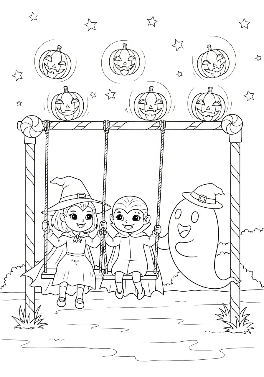 Cute Spooky Coloring Page Halloween Playground