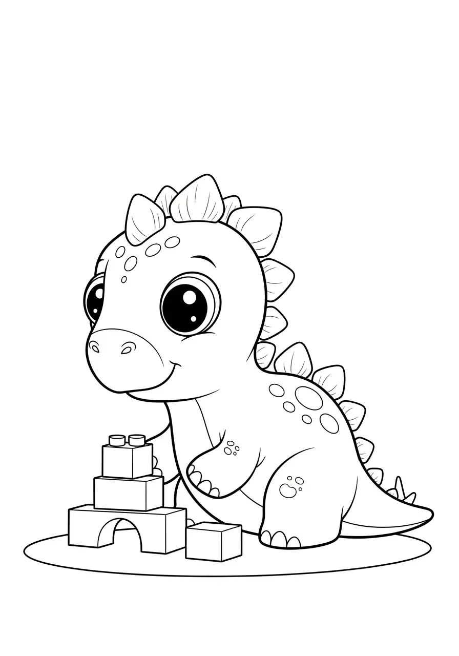 Cute Stegosaurus Dinosaur Coloring Page