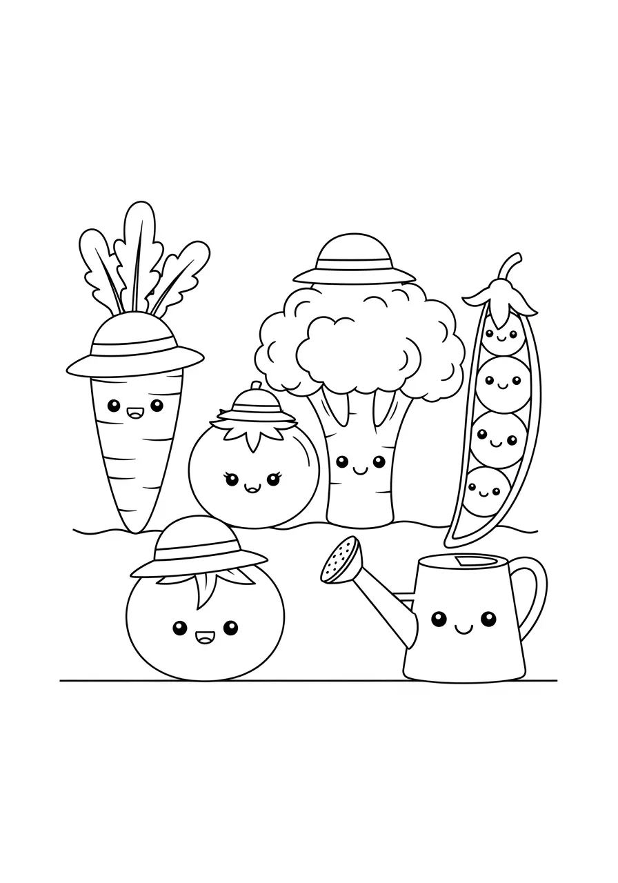 Cute Summer Garden Coloring Page